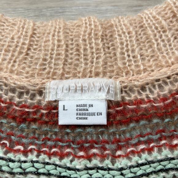 Urban Outfitters Cooperative Mohair Blend Open Knit Sweater Peach L - Picture 4 of 5